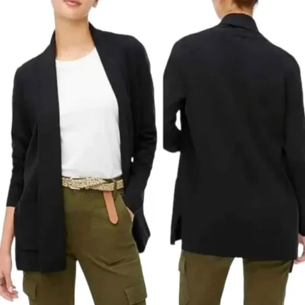 J. CREW Chelsea Sweater Blazer Black Size Large Old Money Career Workwear Office